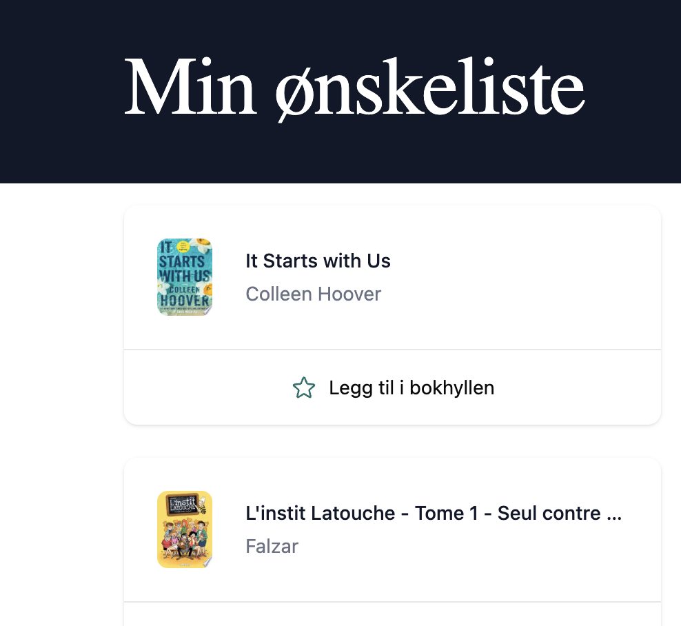 Bilde av bøker i ønskelisten